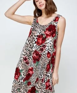 Jostar Women's Stretchy Missy Tank Dress Print Plus, 703BN-TXP-W307 Plus Size