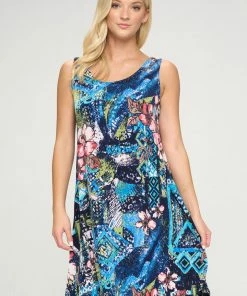 Jostar Stretchy Missy Tank Dress Print Plus, 703BN-TXP-W316 Dresses