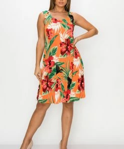 Short Length Jostar Women's Stretchy Missy Tank Dress Print Plus - 703BN-TRP1-W320