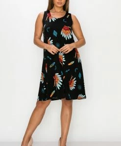 Jostar Women's Stretchy Missy Tank Dress Print Plus - 703BN-TXP1-W321 Plus Size