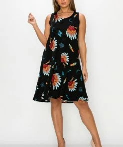 Jostar Women's Stretchy Missy Tank Dress Print Plus - 703BN-TXP1-W321 Plus Size