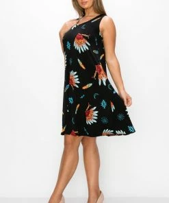 Jostar Women's Stretchy Missy Tank Dress Print Plus - 703BN-TXP1-W321 Plus Size