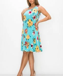 Jostar Women's Stretchy Missy Tank Dress Print Plus - 703BN-TXP1-W322 Plus Size
