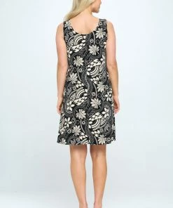 Jostar Stretchy Missy Tank Dress Print Plus - 703BN-TRP1-W328 Dresses
