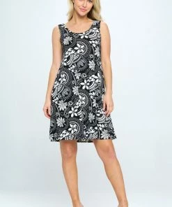 Jostar Stretchy Missy Tank Dress Print Plus - 703BN-TRP1-W328 Dresses