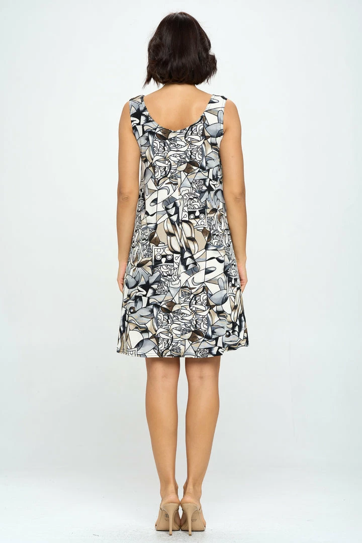Jostar Stretchy Missy Tank Dress Print- 703BN-TRP1-W329