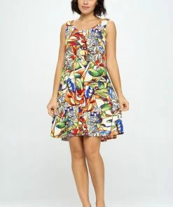 Jostar Women's Stretchy Missy Tank Dress Print Plus- 703BN-TXP-W329 Plus Size