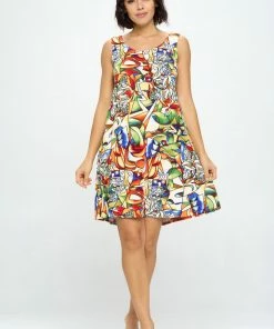 Jostar Women's Stretchy Missy Tank Dress Print Plus- 703BN-TXP-W329 Plus Size