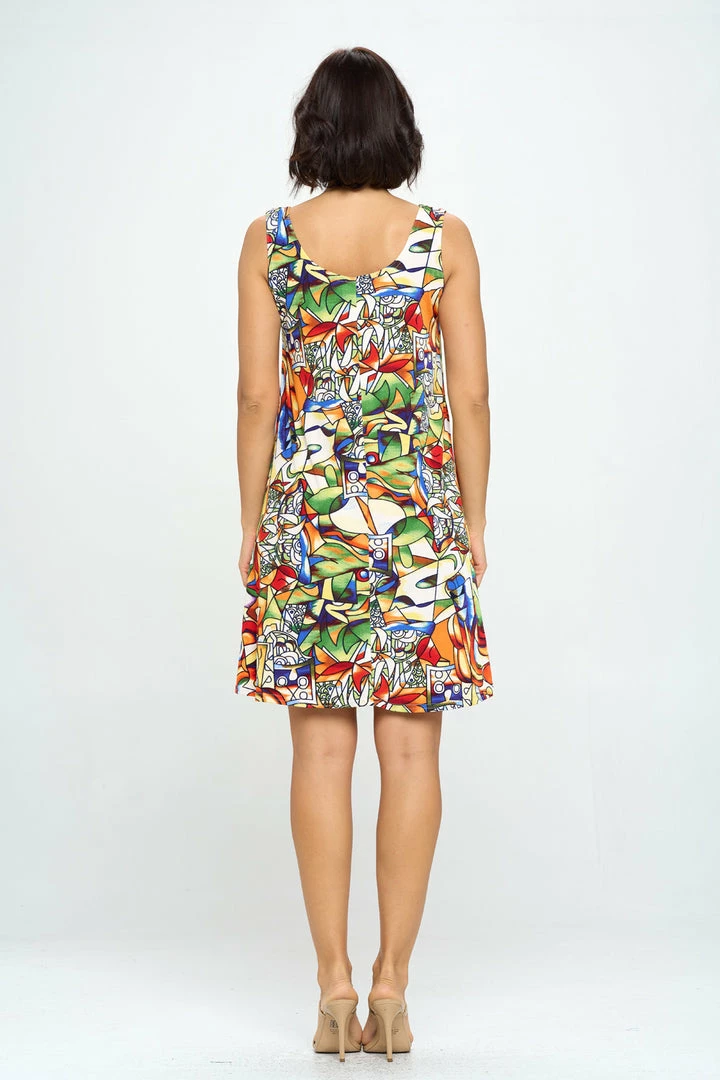Jostar Stretchy Missy Tank Dress Print- 703BN-TRP1-W329
