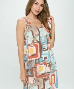 Jostar Online Stretchy Missy Tank Dress Print- 703BN-TRP1-W364 Dresses