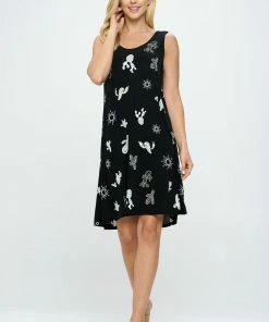 Jostar Stretchy Missy Tank Dress Print- 703BN-TRP1-W369