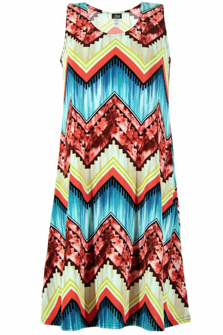 Jostar Women's Stretchy Missy Tank Dress Print Plus, 703BN-TXP1-W035 Plus Size