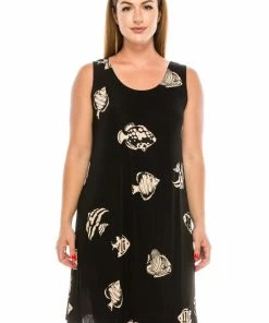 Jostar Women's Stretchy Missy Tank Dress Print Plus, 703BN-TXP-W036 Plus Size