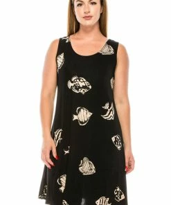 Jostar Women's Stretchy Missy Tank Dress Print Plus, 703BN-TXP-W036 Plus Size