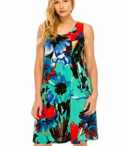 Short Length Jostar Women's Stretchy Missy Tank Dress Print-703BN-TRP1-W081
