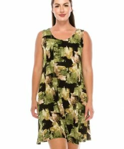 Short Length Jostar Women's Stretchy Missy Tank Dress Print-703BN-TRP1-W104