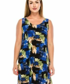 Short Length Jostar Women's Stretchy Missy Tank Dress Print-703BN-TRP1-W104
