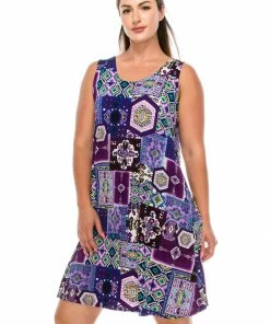 Jostar Women's Stretchy Missy Tank Dress Print Plus, 703BN-TXP-W166