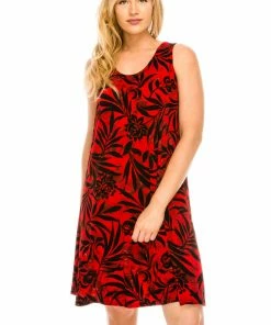 Jostar Women's Stretchy Missy Tank Dress Print Plus, 703BN-TXP-W173 Plus Size