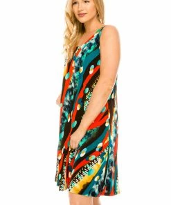 Plus Size Jostar Women's Stretchy Missy Tank Dress Print Plus, 703BN-TXP-W175