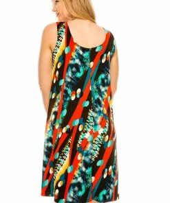 Plus Size Jostar Women's Stretchy Missy Tank Dress Print Plus, 703BN-TXP-W175
