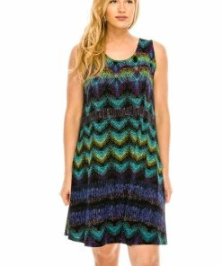 Short Length Jostar Women's Stretchy Missy Tank Dress Print Plus, 703BN-TXP1-W176
