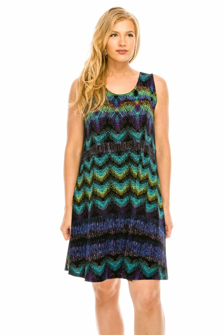 Short Length Jostar Women's Stretchy Missy Tank Dress Print Plus, 703BN-TXP1-W176
