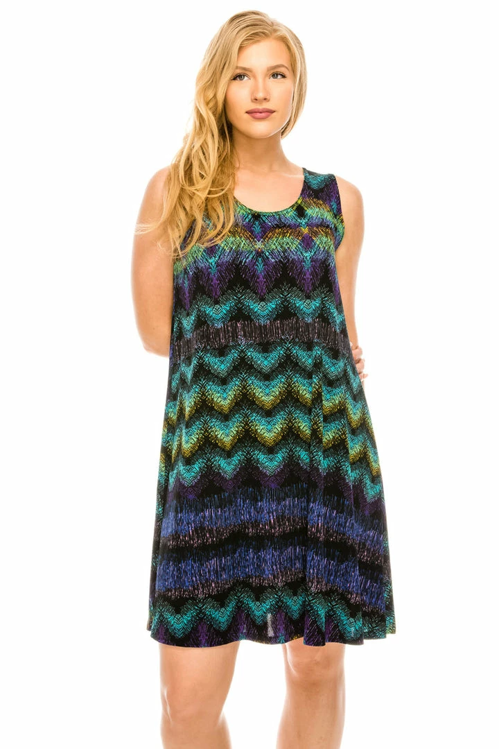 Short Length Jostar Women's Stretchy Missy Tank Dress Print Plus, 703BN-TXP1-W176