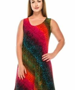 Jostar Women's Stretchy Missy Tank Dress Print Plus, 703BN-TXP-W182 Plus Size