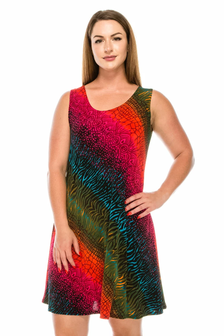 Jostar Women's Stretchy Missy Tank Dress Print Plus, 703BN-TXP-W182 Plus Size