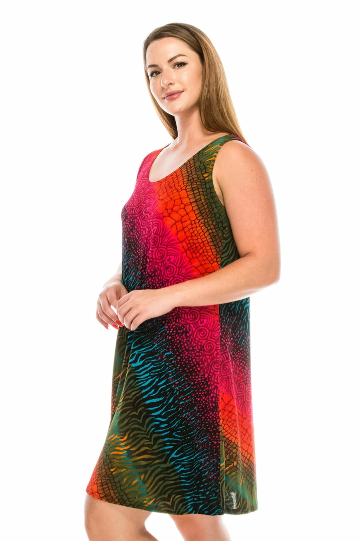 Jostar Women's Stretchy Missy Tank Dress Print Plus, 703BN-TXP-W182 Plus Size