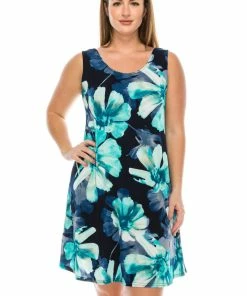 Plus Size Jostar Women's Stretchy Missy Tank Dress Print Plus, 703BN-TXP-W050