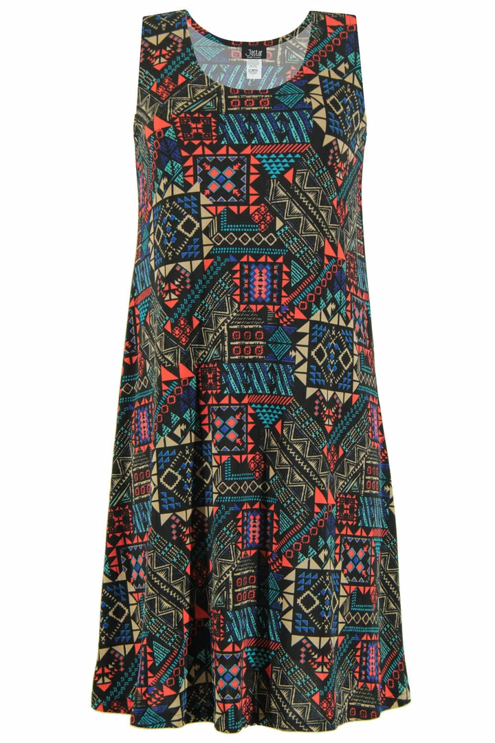 Plus Size Jostar Women's Stretchy Missy Tank Dress Print Plus, 703BN-TXP-W070
