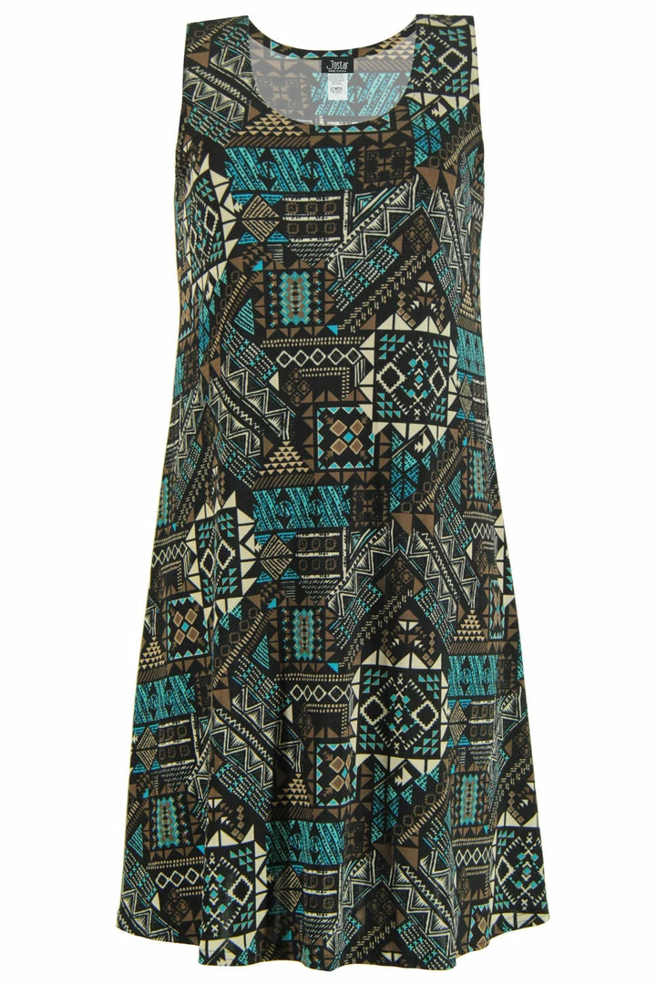 Plus Size Jostar Women's Stretchy Missy Tank Dress Print Plus, 703BN-TXP-W070