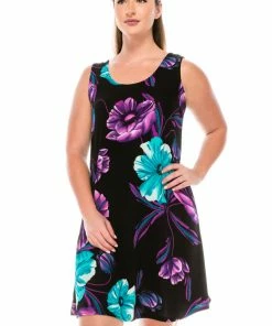 Short Length Jostar Women's Stretchy Missy Tank Dress Print Plus, 703BN-TXP-W099
