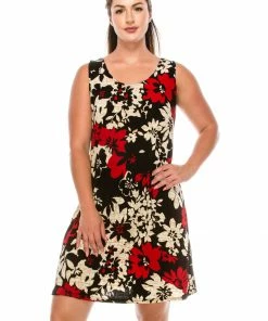 Plus Size Jostar Women's Stretchy Missy Tank Dress Print Plus, 703BN-TXP-W161
