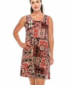 Jostar Women's Stretchy Missy Tank Dress Print Plus, 703BN-TXP-W166