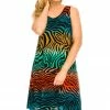 Plus Size Jostar Women's Stretchy Missy Tank Dress Print Plus, 703BN-TXP-W171