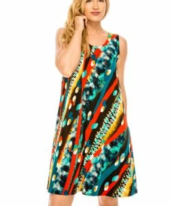Plus Size Jostar Women's Stretchy Missy Tank Dress Print Plus, 703BN-TXP-W175