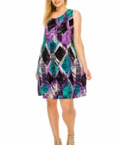 Plus Size Jostar Women's Stretchy Missy Tank Dress Print Plus, 703BN-TXP-W180