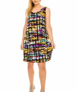 Jostar Women's Stretchy Missy Tank Dress Print Plus, 703BN-TXP-W198 Plus Size