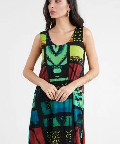 Jostar HIT Missy Tank Dress Sleeveless Prints-703HT-TRP1-W151 Short Length