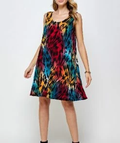 Jostar Short Length HIT Missy Tank Dress Sleeveless Prints-703HT-TRP1-W280