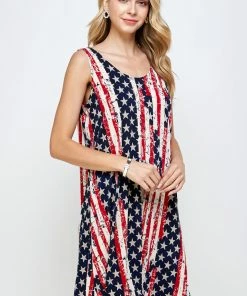 Jostar Dresses HIT American Print Missy Tank Dress Sleeveless Print- 703HT-TRP1-W297
