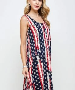 Jostar Dresses HIT American Print Missy Tank Dress Sleeveless Print- 703HT-TRP1-W297
