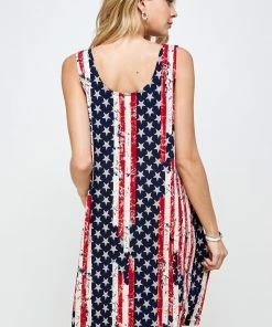 Jostar Dresses HIT American Print Missy Tank Dress Sleeveless Print- 703HT-TRP1-W297
