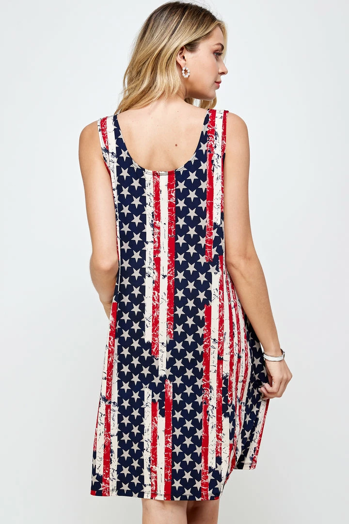 Jostar Dresses HIT American Print Missy Tank Dress Sleeveless Print- 703HT-TRP1-W297
