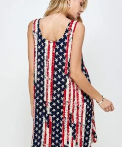 Jostar Dresses HIT American Print Missy Tank Dress Sleeveless Print- 703HT-TRP1-W297