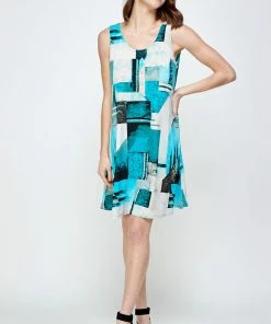 Jostar Short Length HIT Missy Tank Dress Sleeveless Prints-703HT-TRP1-W052
