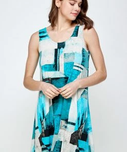 Jostar Short Length HIT Missy Tank Dress Sleeveless Prints-703HT-TRP1-W052